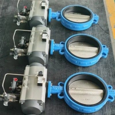 Nedertemperatuur handleiding PN16 PN25 DN40-DN400 300LB Metal Hard Seal Pneumatische Wafer Butterfly Valve