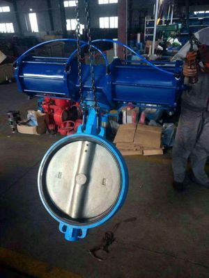 Nedertemperatuur handleiding PN16 PN25 DN40-DN400 300LB Metal Hard Seal Pneumatische Wafer Butterfly Valve