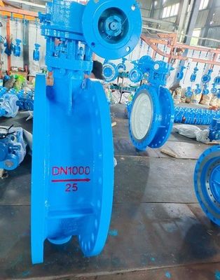 Uitstekend ductiel ijzer EPDM bekleed Wras Industrial Control Double Excentric Flange Butterfly Valve