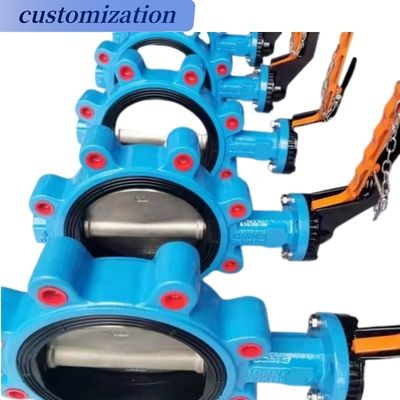 OEM-ondersteuning 6 inch Lug Butterfly Valve met roestvrij staal worm gear en handvat wiel