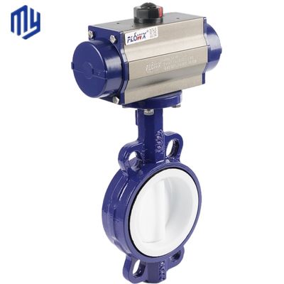 Duurzaam PTFE-dichtingsmateriaal Ductiel ijzer vlinderklep met roestvrij staal worm gear