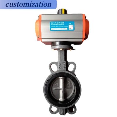 Duurzaam PTFE-dichtingsmateriaal Ductiel ijzer vlinderklep met roestvrij staal worm gear