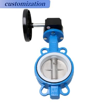 Universaal ANSI 150lb DIN pn16 JIS 10K Wafer Type Aluminium Handle Wormgear Butterfly Valve