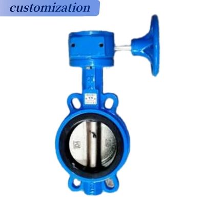 Universaal ANSI 150lb DIN pn16 JIS 10K Wafer Type Aluminium Handle Wormgear Butterfly Valve