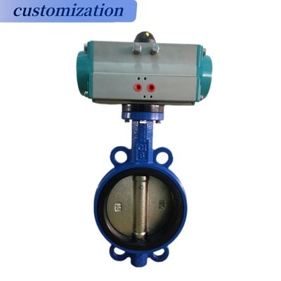 Watermedium-wafer-type vlinderklep met pneumatische actuator