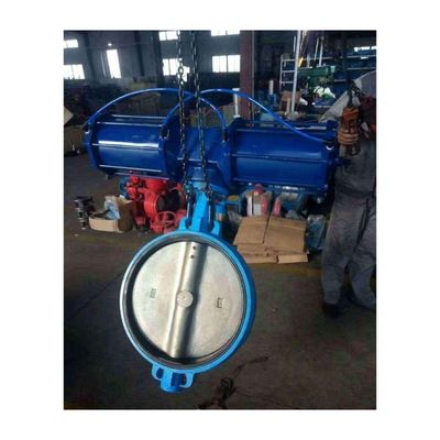 DI Body Material Soft Seat Wafer Butterfly Valve met pneumatische actuator op maat