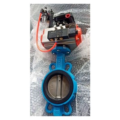 Uitstekende prestaties Wafer EPDM Soft Sealing Butterfly Valve met pneumatische actuator