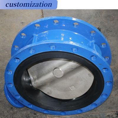 Waterverwarmingservicekleppen INDUSTRIËL Pn16 Worm Gear Ductile Iron Double Flange Excentric Butterfly Valve