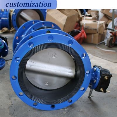 Waterverwarmingservicekleppen INDUSTRIËL Pn16 Worm Gear Ductile Iron Double Flange Excentric Butterfly Valve