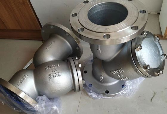 Volledig certificaat roestvrij staal SS304 SS316 PN16 Flanged Y strainer voor afvoerkleppen