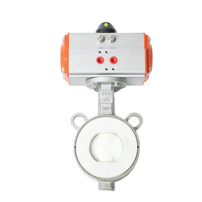 PTFE actuator roestvrij staal 304 zacht verzegeld vlinderklep voor aangepaste poortgrootte