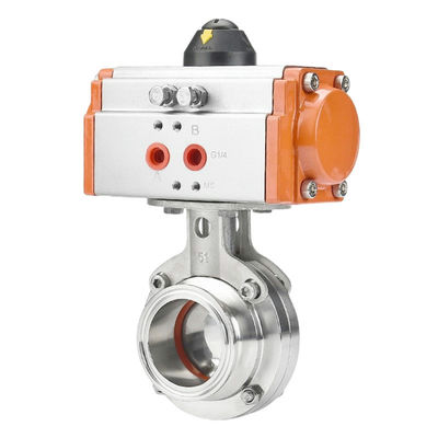 EPDM PTFE-dichtingsmateriaal 2 inch Tri Clamp Sanitaire vlinderklep met pneumatische actuator
